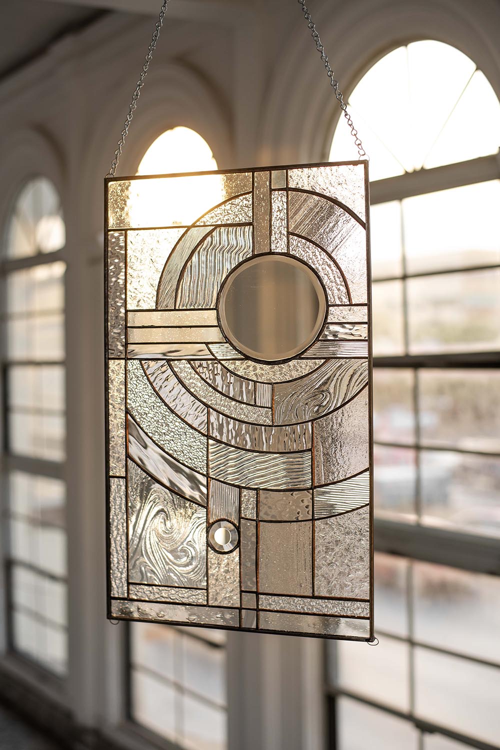 "Moon Rising" Stained Glass Panel