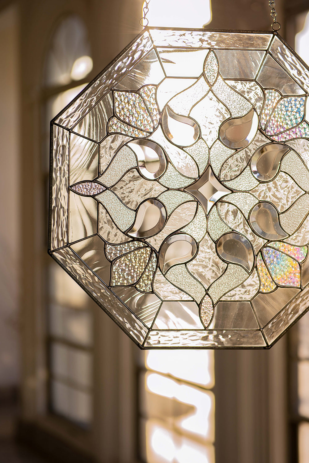 Octagonal Beveled Stained Glass Suncatcher