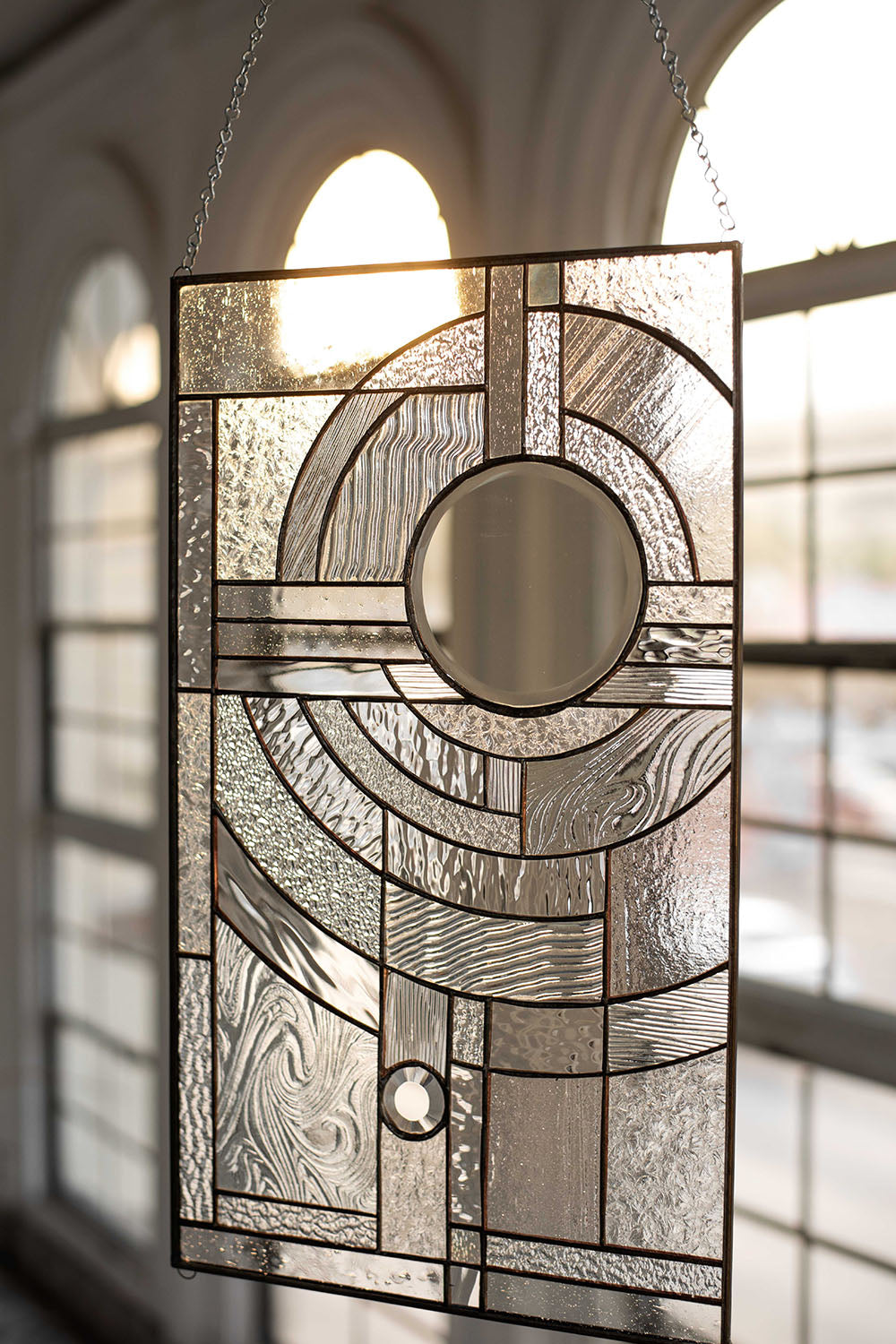"Moon Rising" Stained Glass Panel